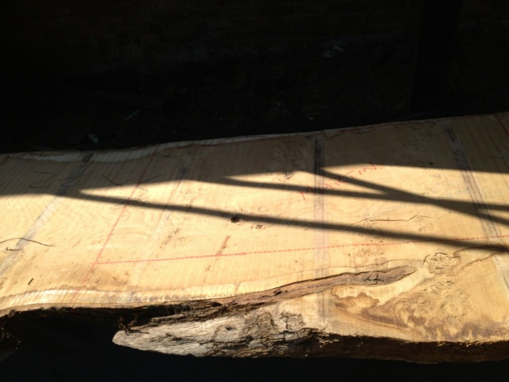 This piece of oak will be made into a custom piece of furniture.
