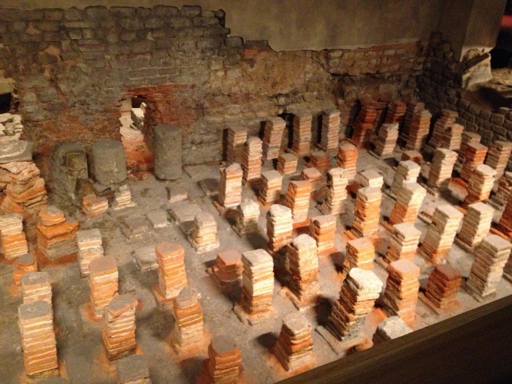 An example of a hypocaust, the underfloor heating the Romans perfected in the first century.